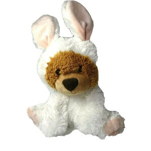 Aurora Bear in Rabbit Costume Plush Stuffed Animal 2017 White Brown 8 in Easter